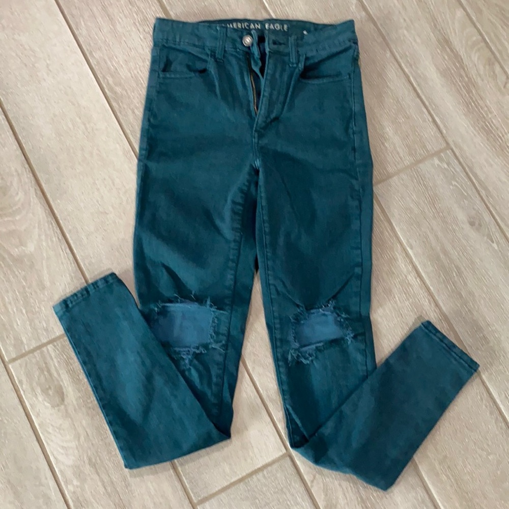 American Eagle lightly worn teal jeans